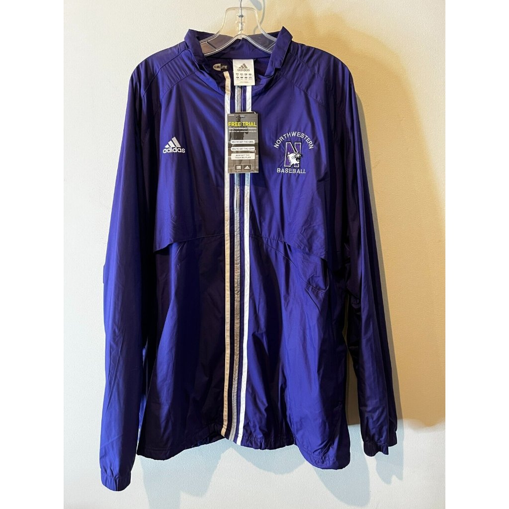 Northwestern Wildcats Nu Baseball Ncaa Adidas Jacket Purple White Xxl 2xl New